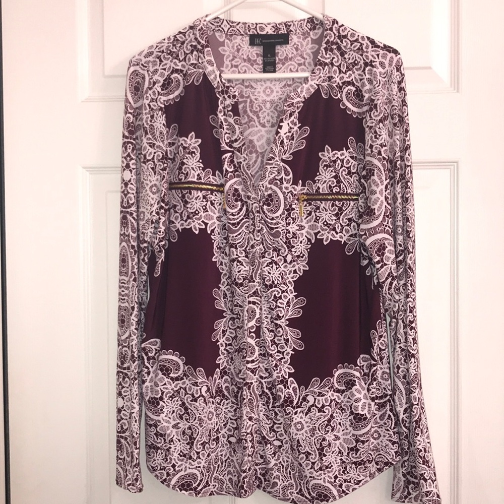 INC International Concept Paisley Print Zip Detail